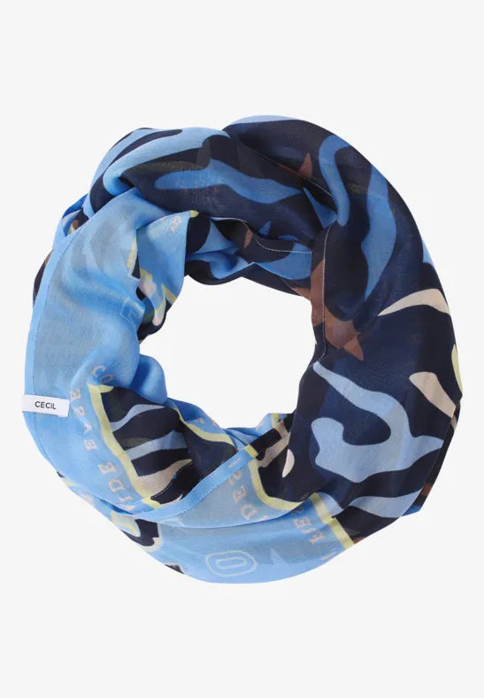 Cecil Navy Print  Cotton loop scarf  573046
