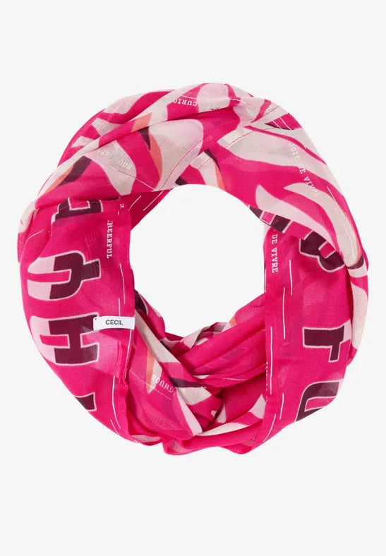 Cecil Pink Print Loop Scarf with Foil details 573085