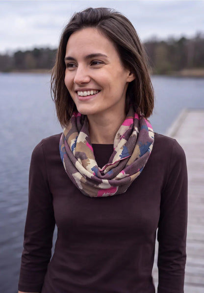 Cecil Cozy feel Loop Scarf in Brown Print 573314