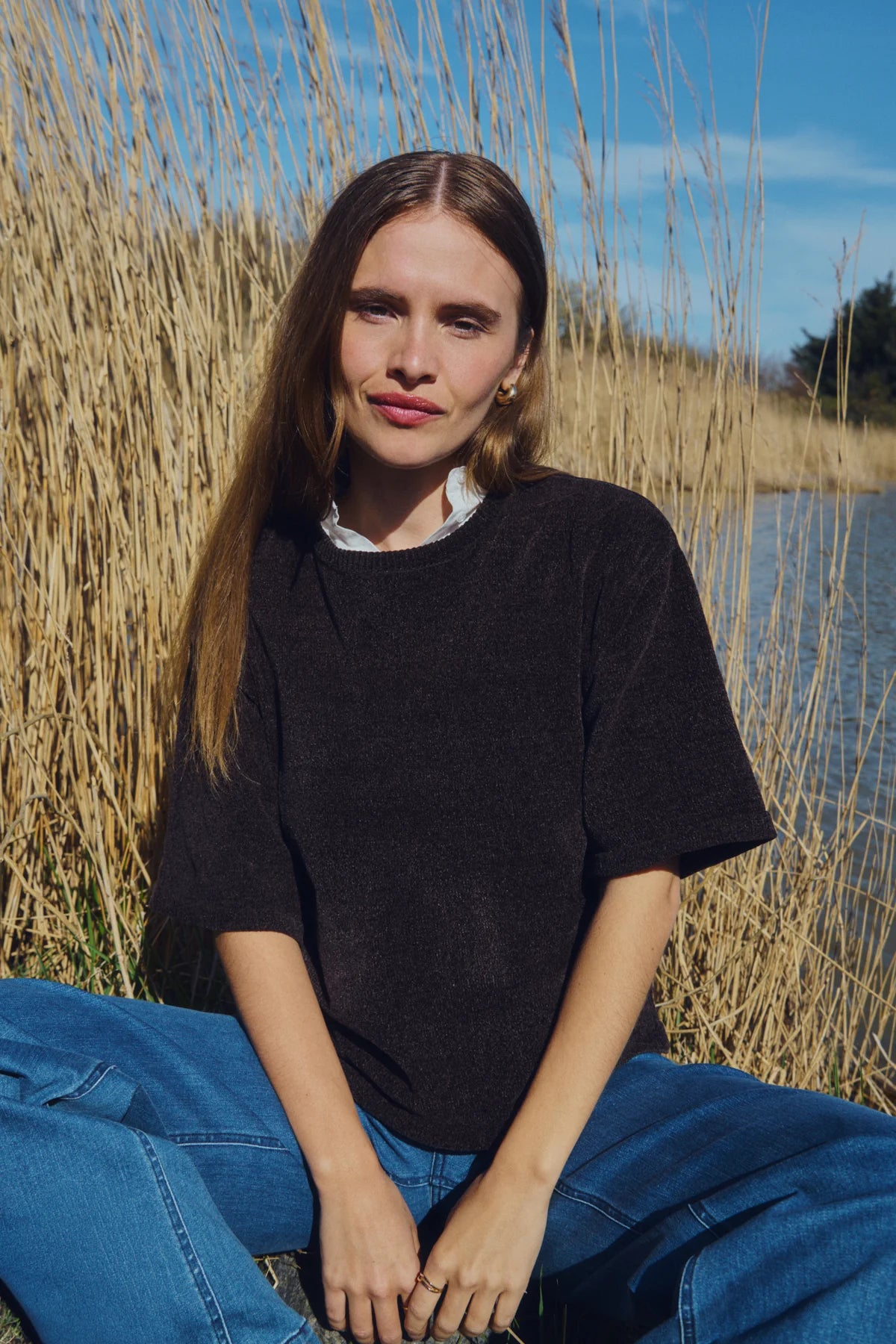 Free/Quent FQTEMPO  Short Sleeve Chenille Jumper in Brown or Port Royale 211511