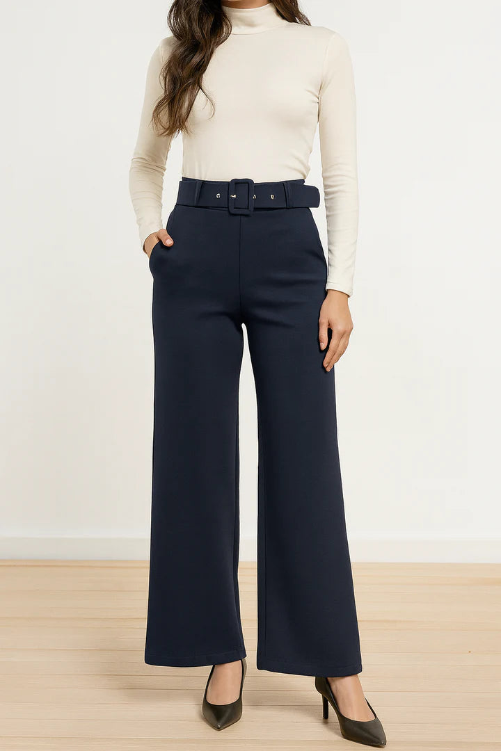 Marc Angelo High Waist Stretch Wide Leg trouser with Belt.  All Colours