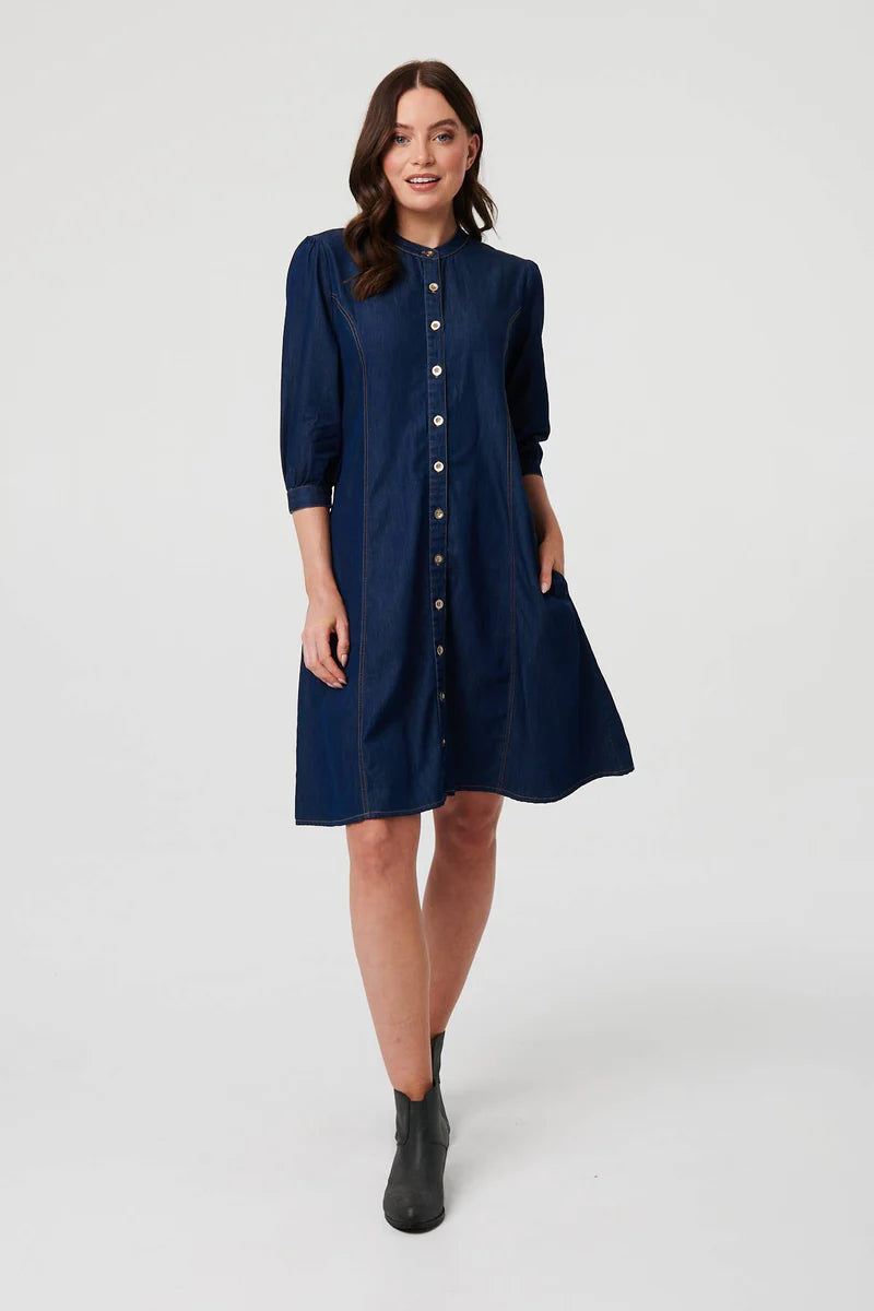 Stella Morgan Collarless Denim Dress D179713