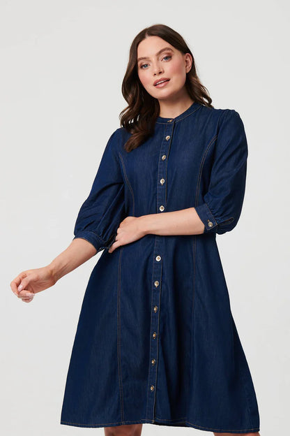 Stella Morgan Collarless Denim Dress D179713