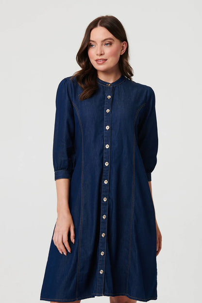 Stella Morgan Collarless Denim Dress D179713