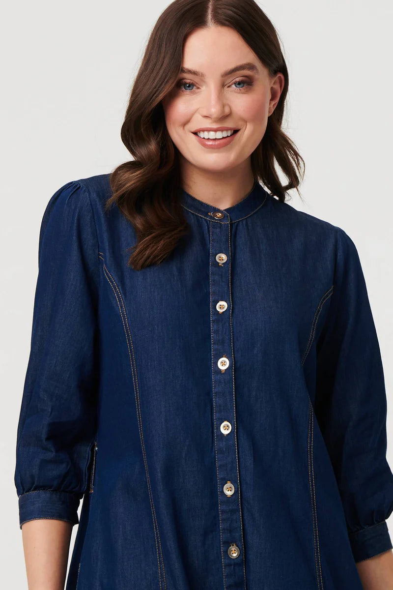 Stella Morgan Collarless Denim Dress D179713