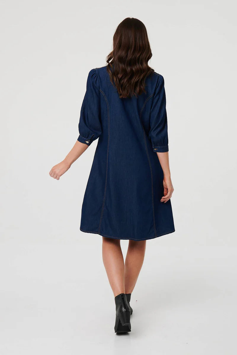 Stella Morgan Collarless Denim Dress D179713