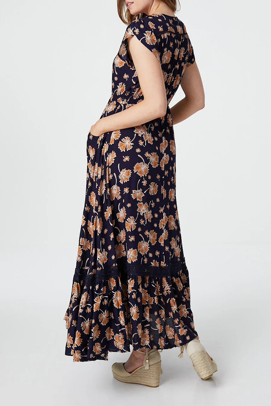 Marc Angelo Navy floral Maxi Dress D506734