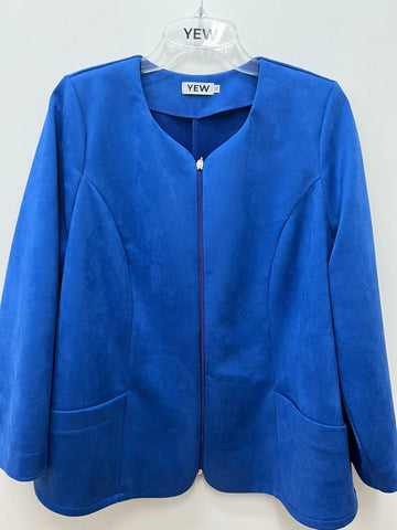 Faux suede jacket - Royal blue, beige and navy