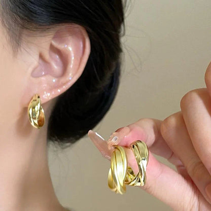 Gold Twisted Multi-Strand Hoop Earrings