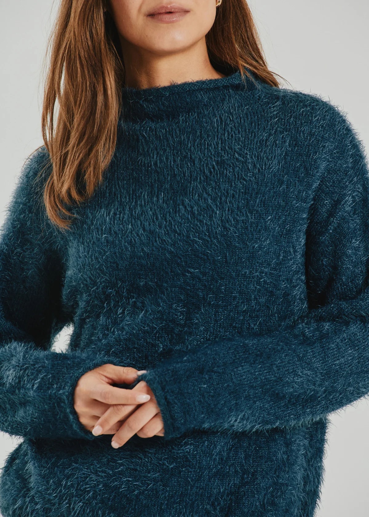 Free/Quent Featheryarn Jumper in Ocean Blue or Nightshade Purple 206735