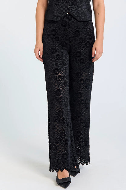 Freequent Velvet Floral Lace Semi opaque trousers