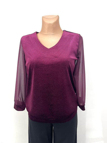 Yew Velvet feel  V Neck sparkle top All colours