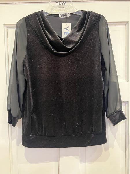 Yew Tops Cowl Neck Shimmer Top