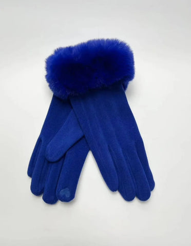 D Biggins Fur Glove Royal Blue