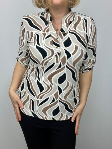 Ilona Top with Stand up collar and half sleeve