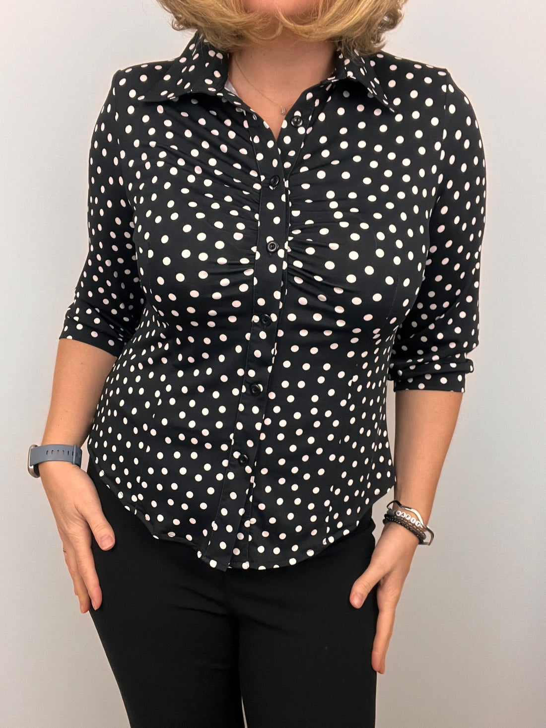 Ilona Polka Dot Shirt in Black and White