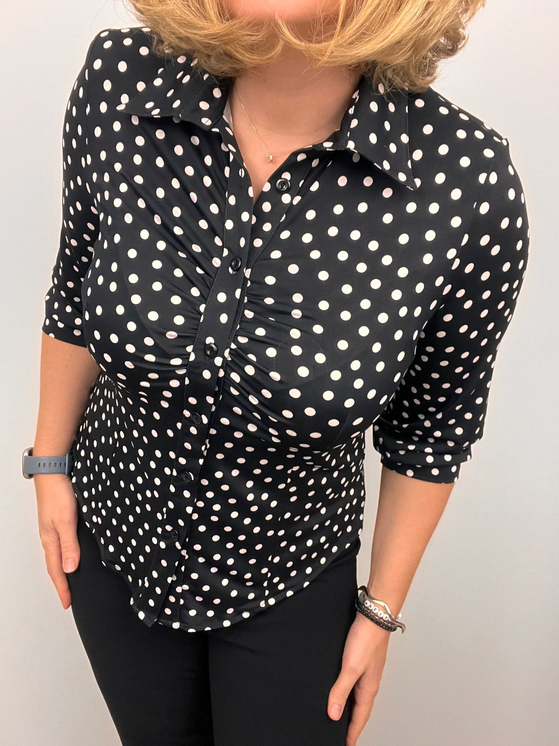Ilona Polka Dot Shirt in Black and White