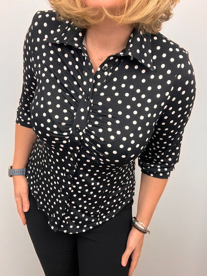 Ilona Polka Dot Shirt in Black and White