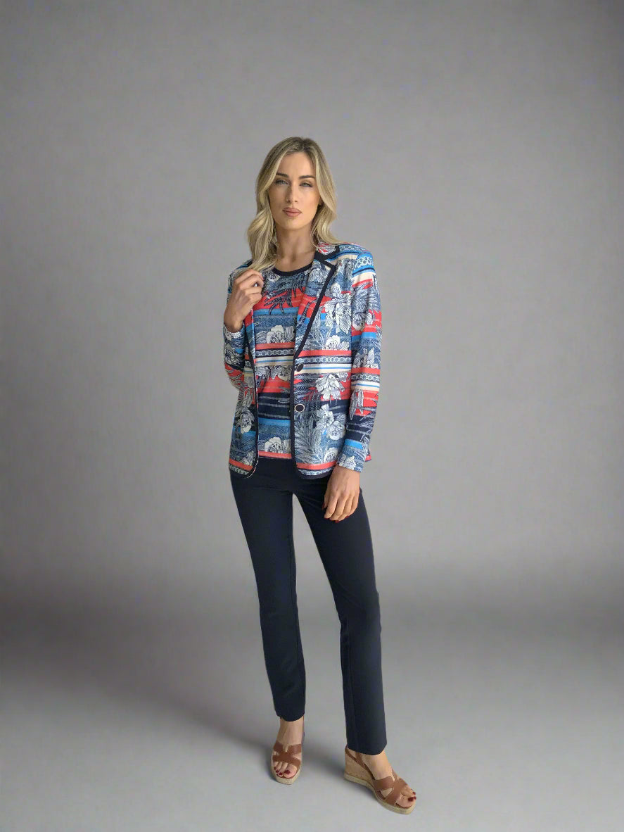 Libra Twinset with Revere collar in Navy Print   Ltp1918