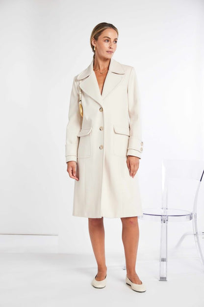 Kate Cooper wool blend single breast coat in Almond
