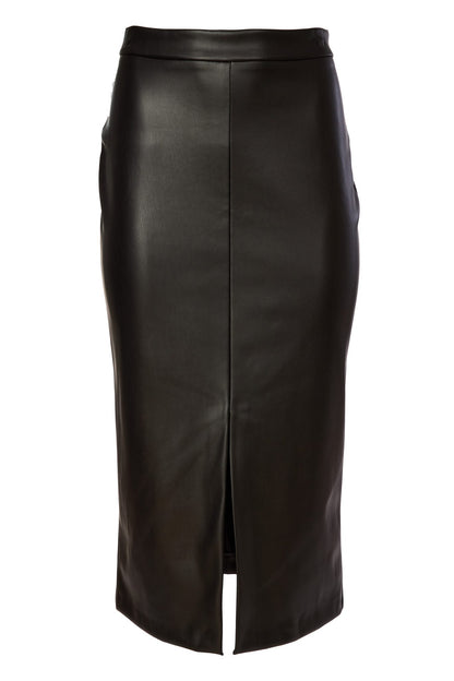 Kate Cooper Leatherette Straight Skirt With Front Slit Kcaw26110