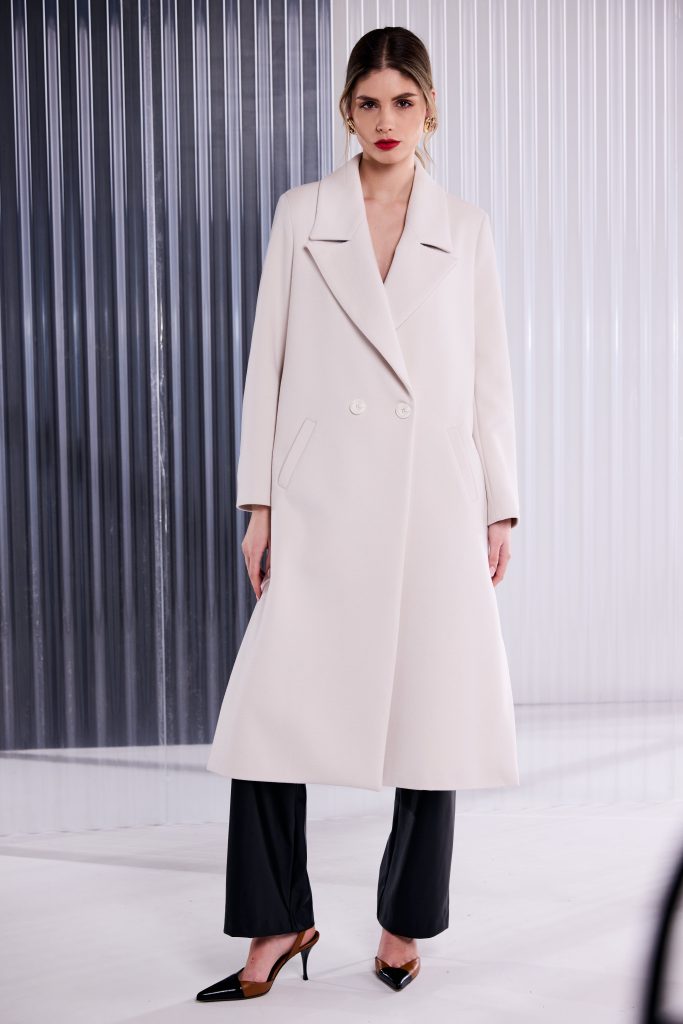 Kate Cooper Doube Breasted Long coat in Cream Kcaw26111