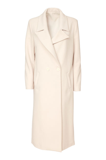 Kate Cooper Doube Breasted Long coat in Cream Kcaw26111
