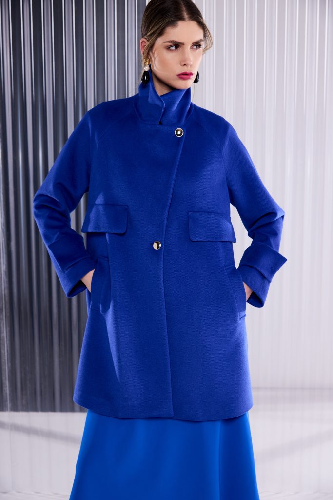 Kate Cooper Single Button Coat With Flap Pocket And Tab Sleeve Kcaw26125