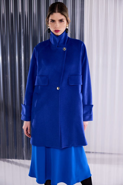 Kate Cooper Single Button Coat With Flap Pocket And Tab Sleeve Kcaw26125