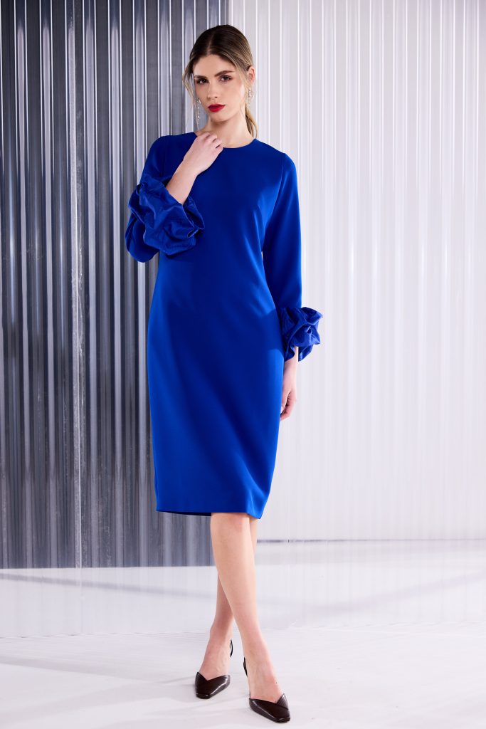 Kate CooperRound Neck Dress With Ruched Cuff Detail  Kcaw26149