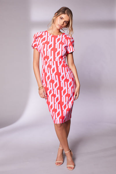Kate Cooper Print Knee length dress with sleeve detail Kcs24137