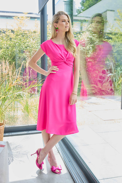Kate Cooper Pink fit and flare dress with twist front  Kcs25156