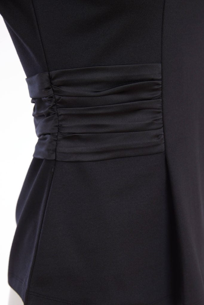 Kate Cooper round neck top  with Satin Ruched side detail in cream or black  Kcs26104