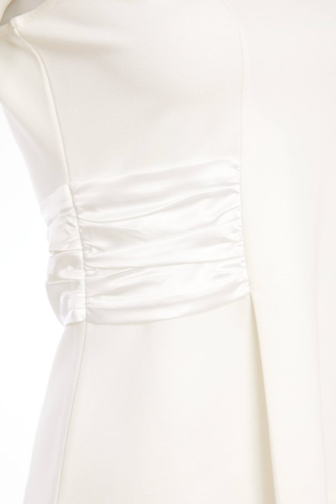 Kate Cooper round neck top  with Satin Ruched side detail in cream or black  Kcs26104
