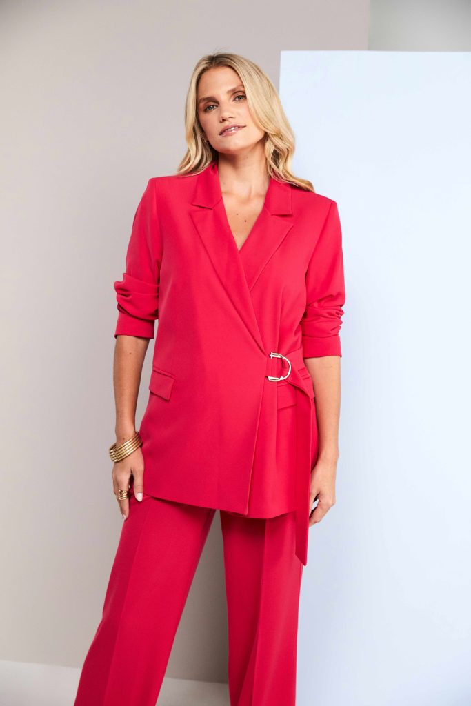Kate Cooper Wrap Blazer Trouser suit in Poppy red  Kcs26116/117