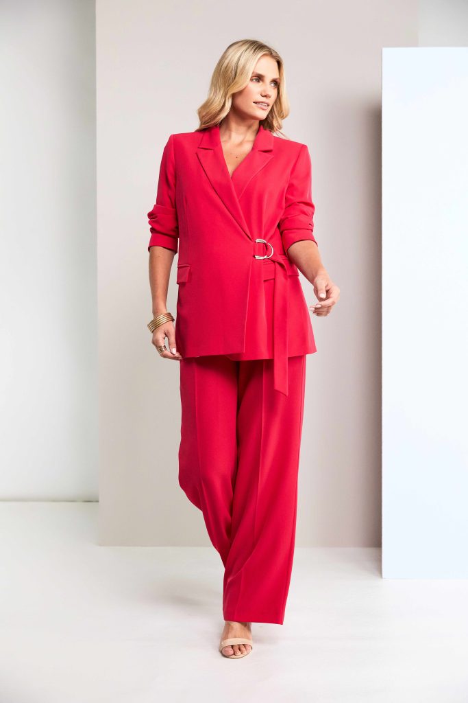 Kate Cooper Wrap Blazer Trouser suit in Poppy red  Kcs26116/117
