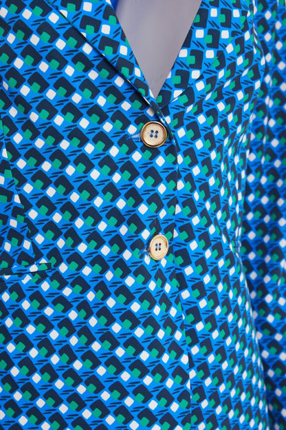 Kate Cooper Geometric print trouser suit in Dazzling Blue  Kcs25125/126