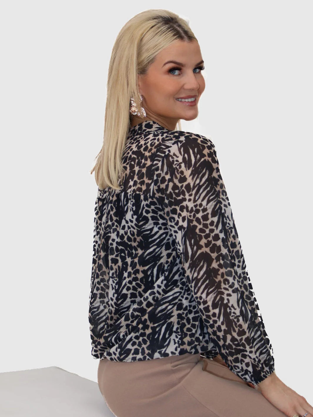 Kate And Pippa Black print Band Top 1