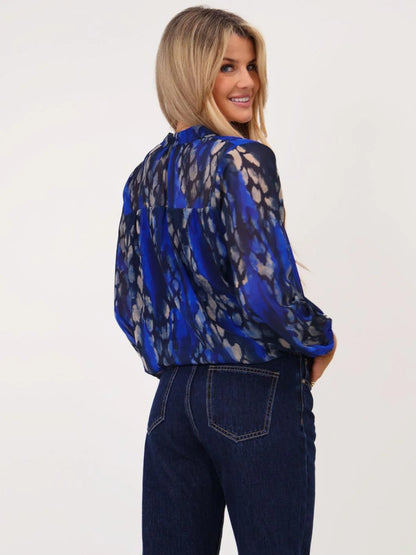 Kate And Pippa Bella Band top Royal Blue abstract print