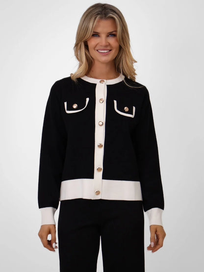 Kate And Pippa Coco knit Black with Winter White Trim Black