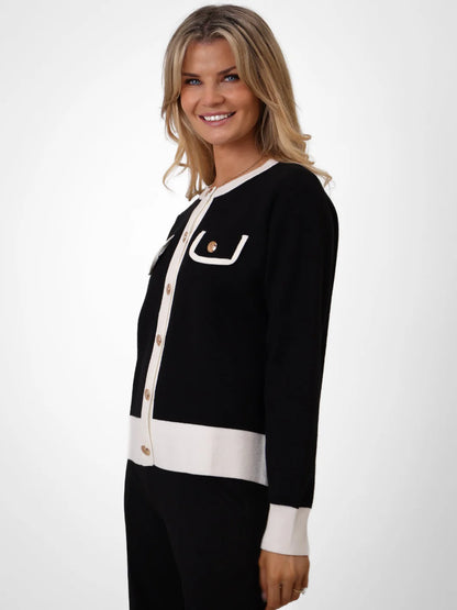 Kate And Pippa Coco knit Black with Winter White Trim Black
