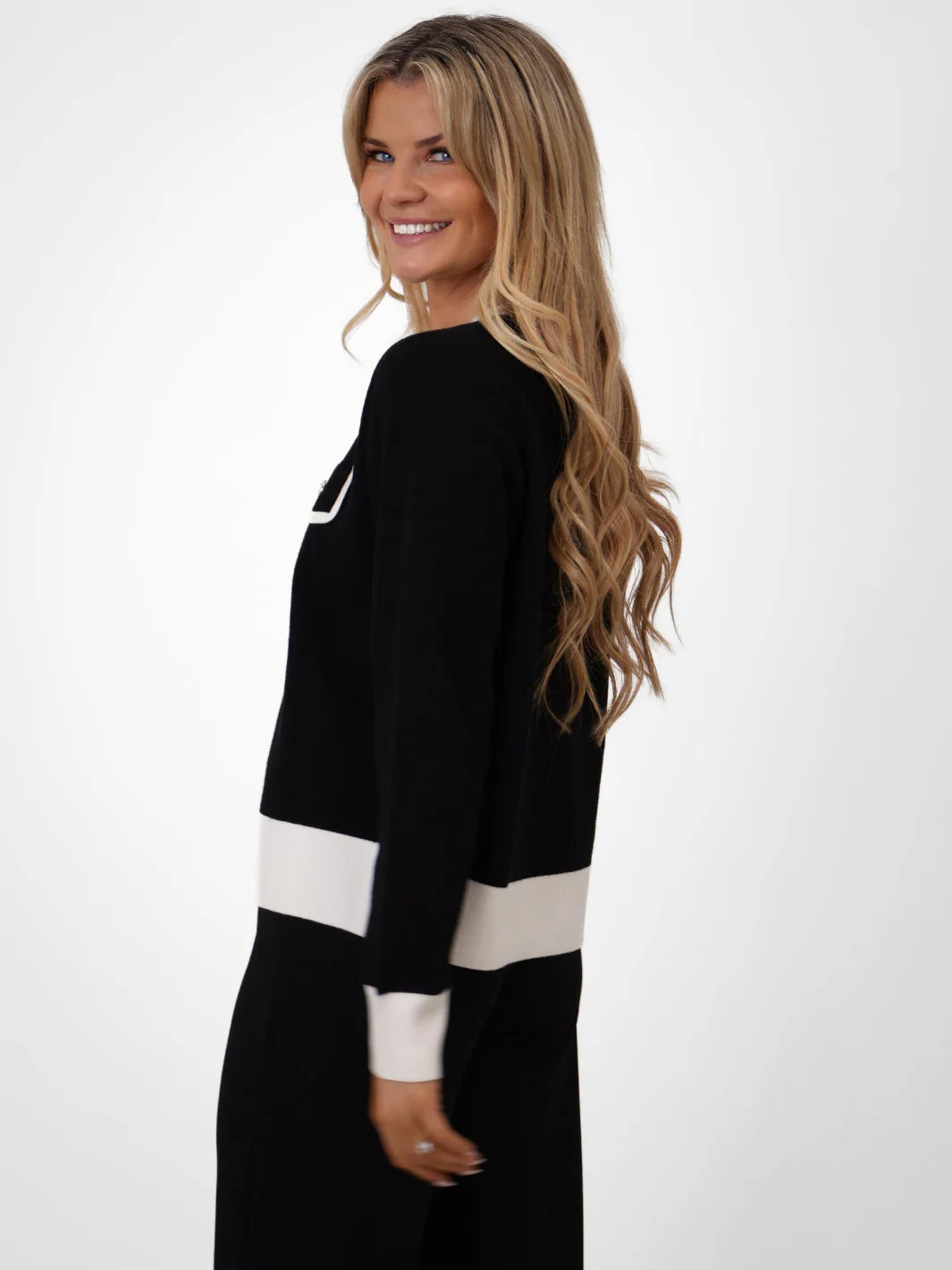 Kate And Pippa Coco knit Black with Winter White Trim Black