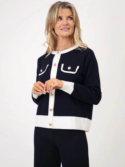 Kate And Pippa Coco Knit in Navy with Winter white