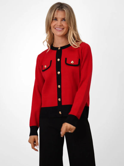 Kate And Pippa Coco knit in Red with Black Trim