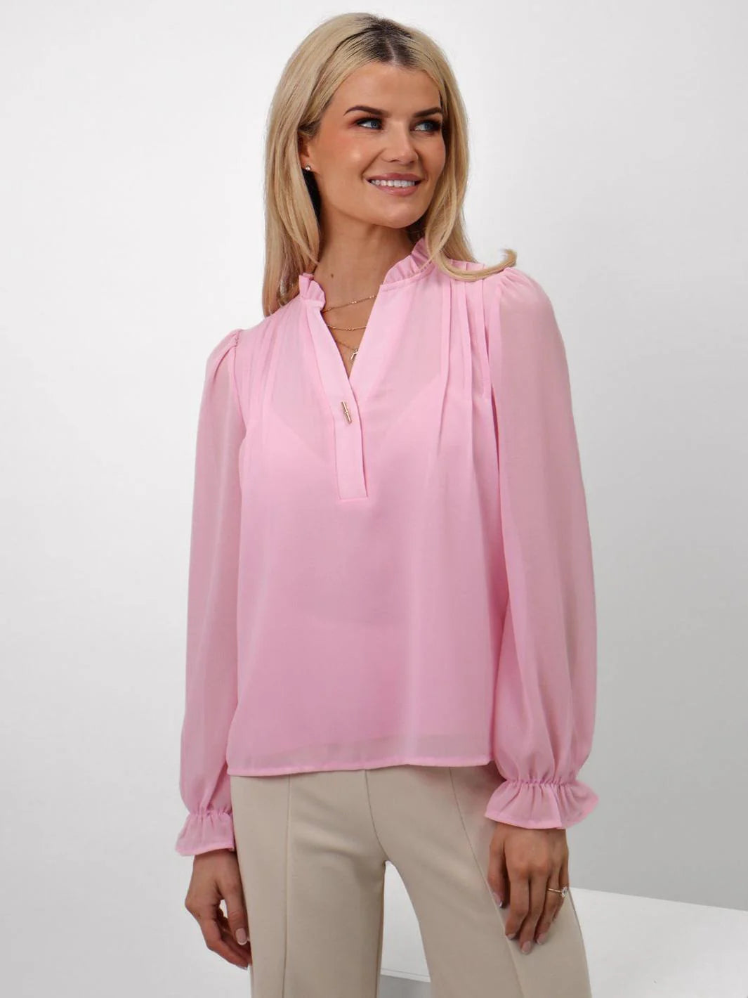 Kate And Pippa Heidi long sleeve top in  Baby Pink