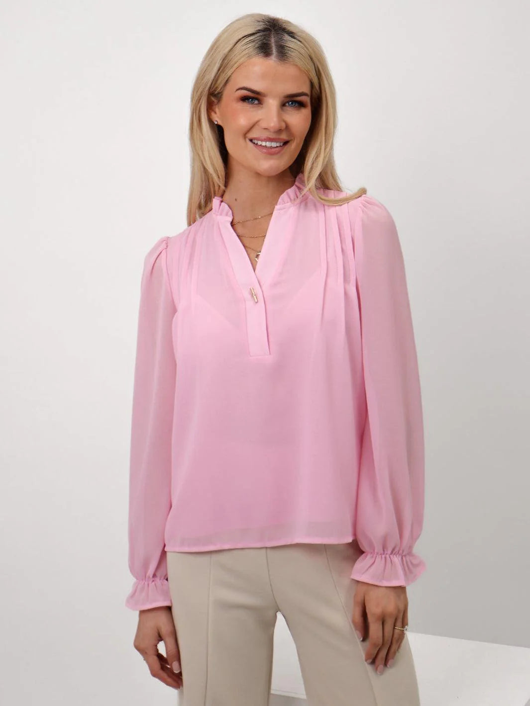 Kate And Pippa Heidi long sleeve top in  Baby Pink