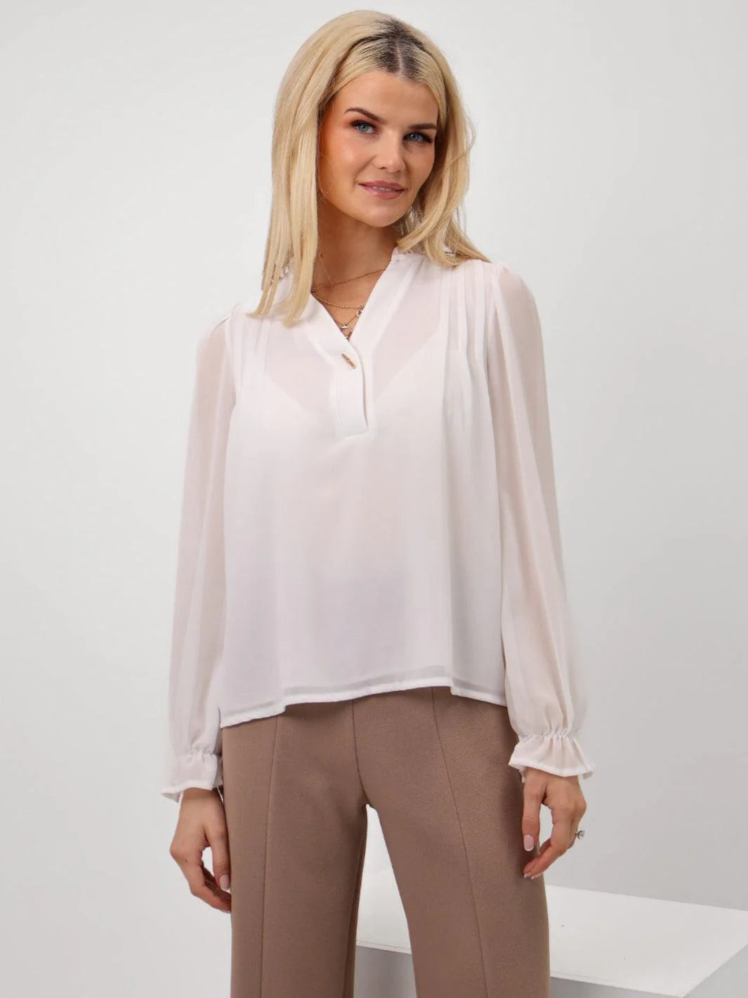 Kate And Pippa Heidi long sleeve top in  White