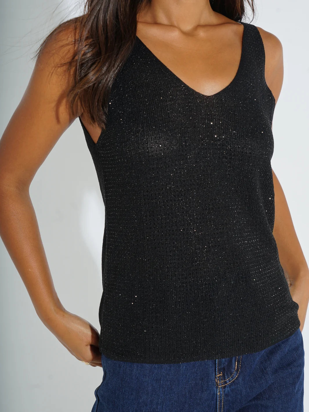 Kate And Pippa Kennedy V Neck Knit Sparkle top