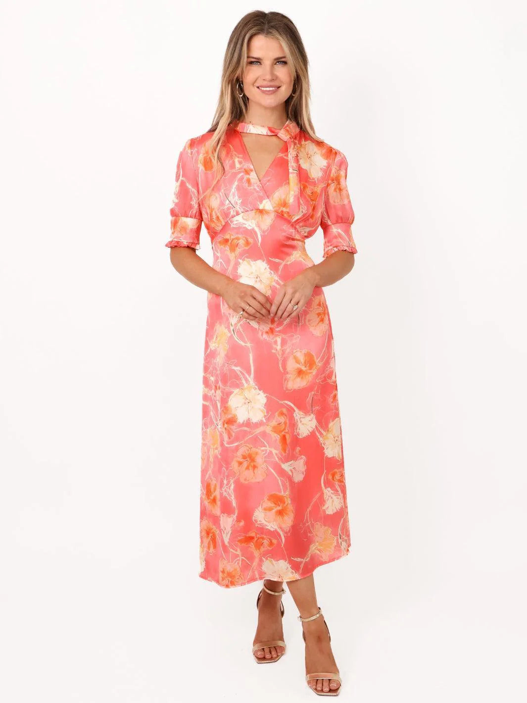 Kate And Pippa Kimber Dress in stunning coral print