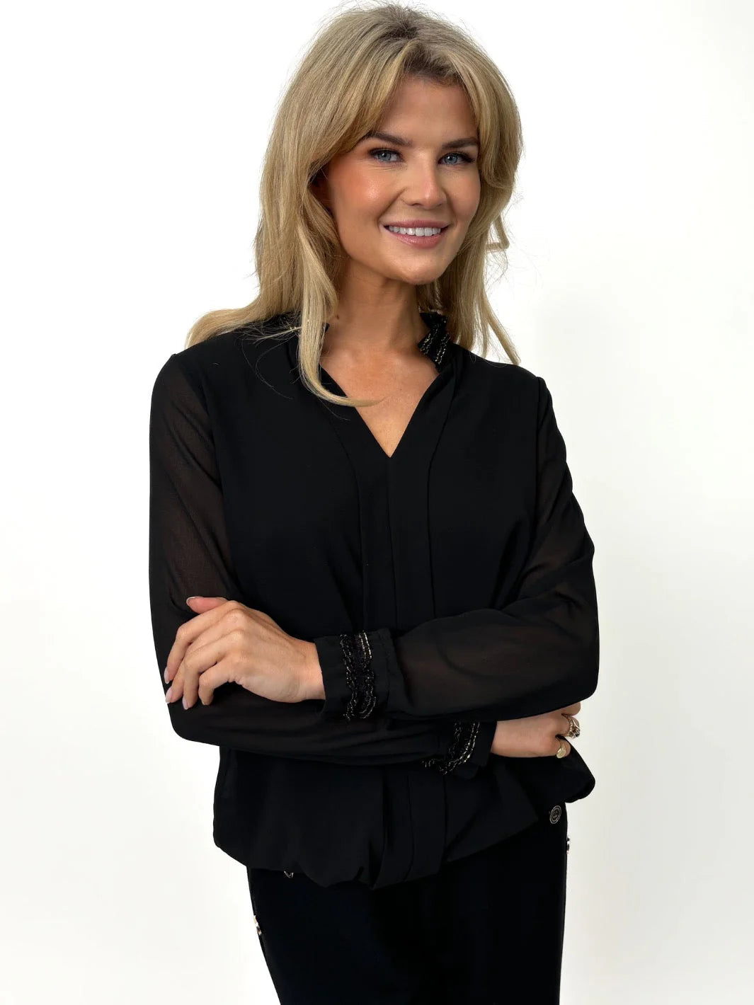 Kate And Pippa Kira Long Sleeve V Neck blouse.